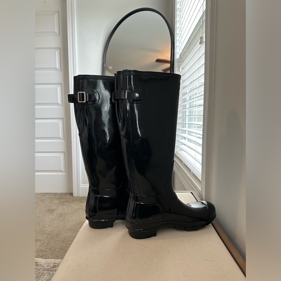 HUNTER Original Adjustable Tall Gloss Rainboot Black size 9 - Picture 4 of 5
